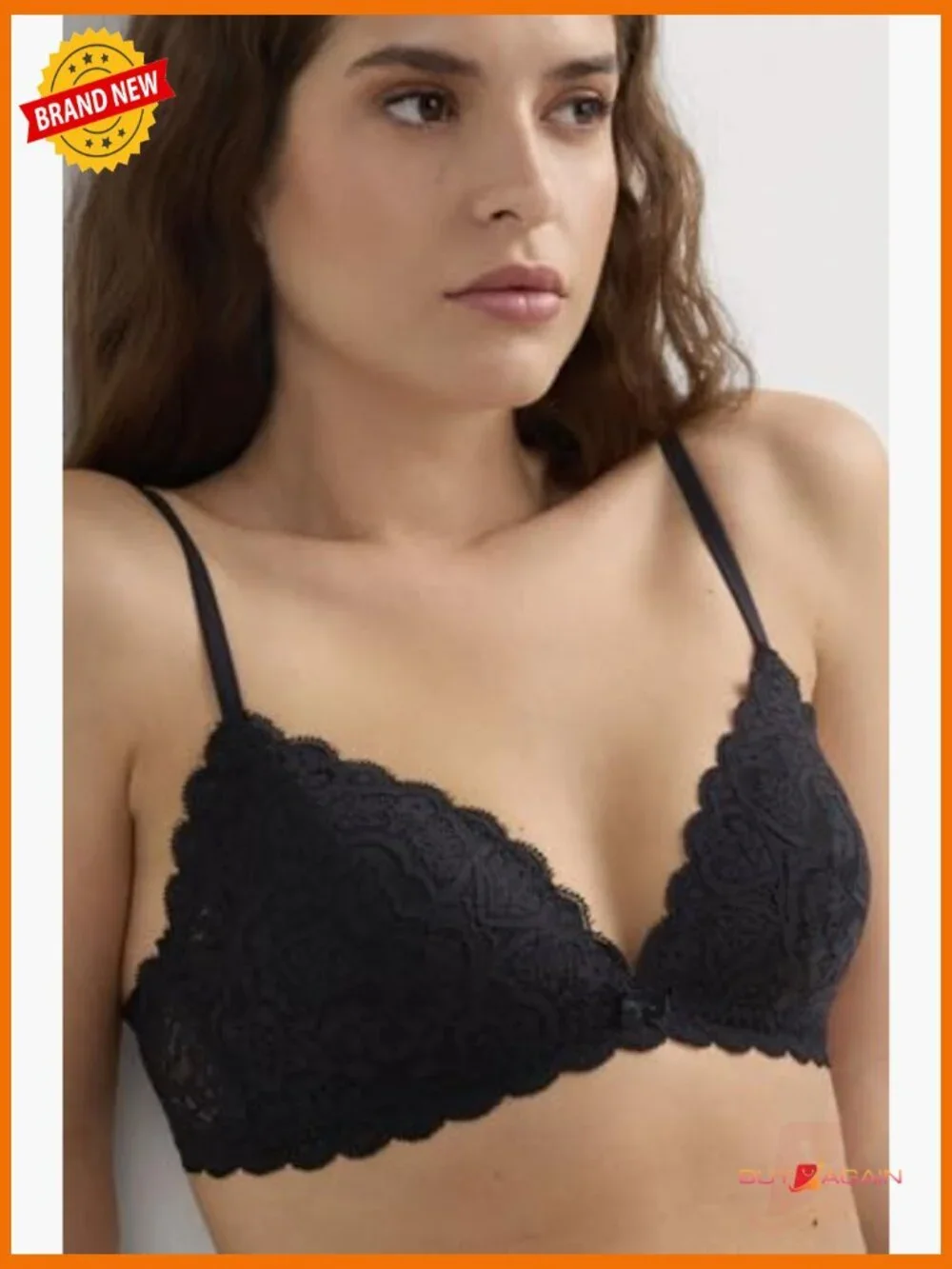 Lightly Padded Lace Triangle Bra Adjustable Straps Wire Free